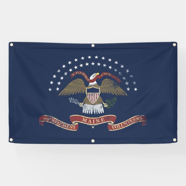 20ème Bannière de drapeau du Maine - cru affligé (Horizontal)