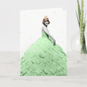 20er Vintag Fashion Woman Weihnachtsbaum Karte