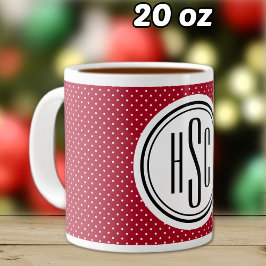 20oz Big Monogram Red & White Swiss Dots Jumbo-Tasse