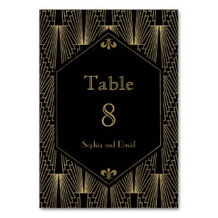 20s rugissant Gatsby Art Déco NUMÉRO DE TABLE