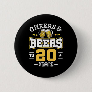 20Th Birthday Cheers And Beers Birthday Button