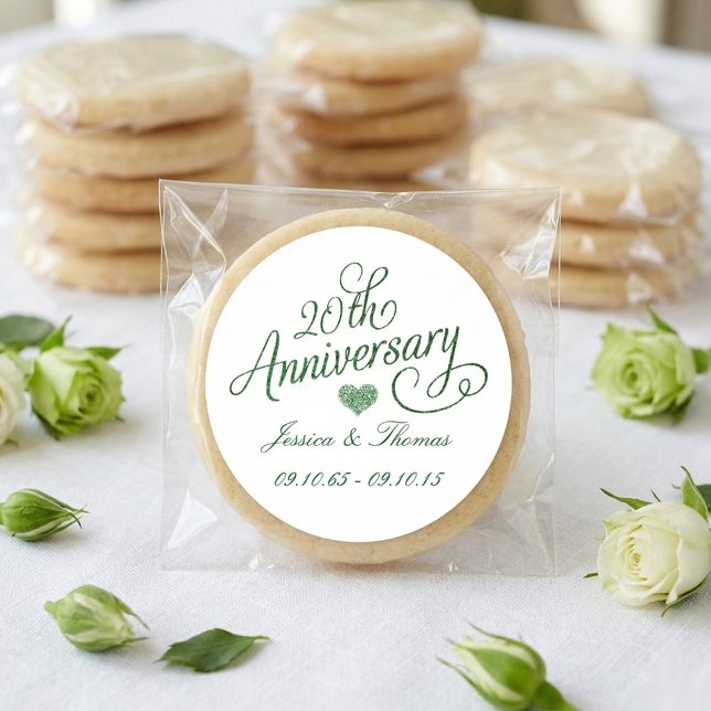 20th Emerald Wedding Anniversary Paper Plates Runder Aufkleber (Von Creator hochgeladen)