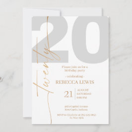 20th Twentieth Birthday Modern Twenty Party  Einladung