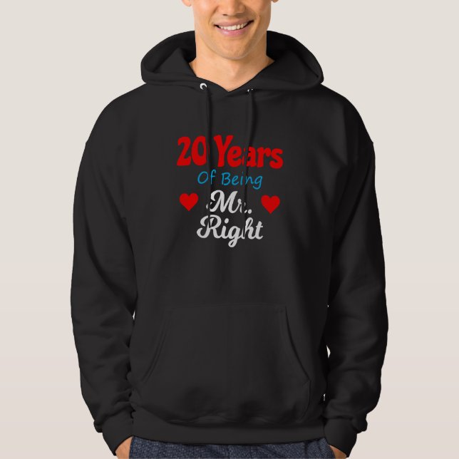20th Wedding Anniversary for Men Him Mr Right Husb Hoodie (Vorderseite)