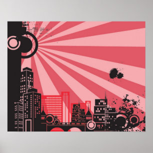 20x16 Abstrakte Mauer in der Roten Stadt Kunst Poster