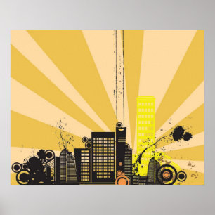 20x16 Abstrakte Stadtmauer Kunst Poster