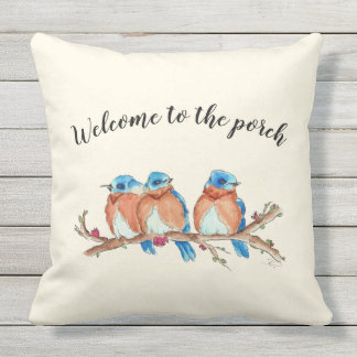 20x20 Bluebirds, "Willkommen auf der Veranda" Kissen