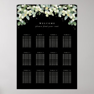 20x28" 12 Tische Sitzplan Poster für 10 Personen