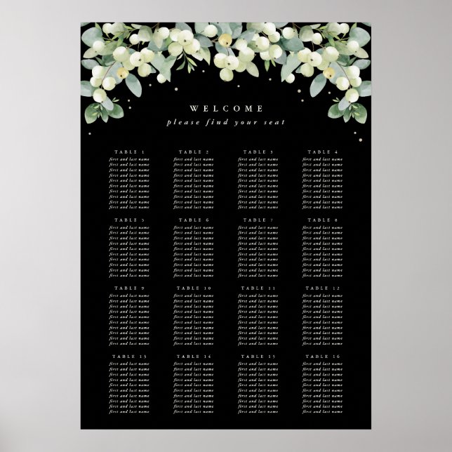 20x28" 16 Tische mit 10 Sitzen Chart Poster (Vorne)