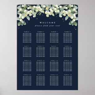 20x28" 16 Tische mit 8 Hochzeits-Sitzplan-Plakat Poster