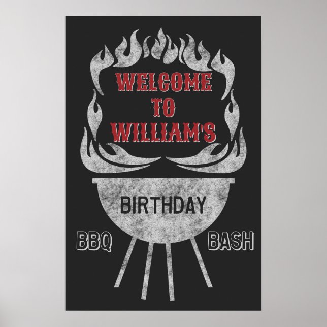 20x30 BBQ Anniversaire Affiche de bienvenue et aff (Devant)