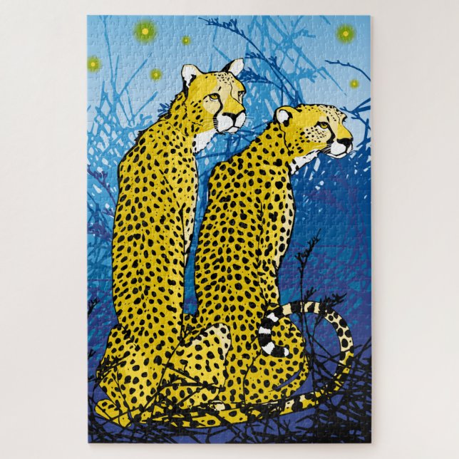 20x30 Cheetah Pair Puzzle pour les personnes aveug (Vertical)