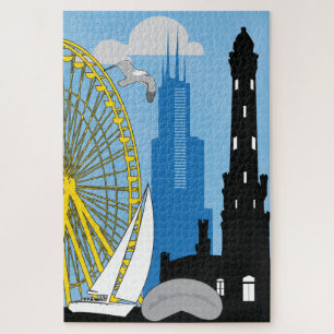 20x30 Chicago Skyline Puzzle für Colorblinde