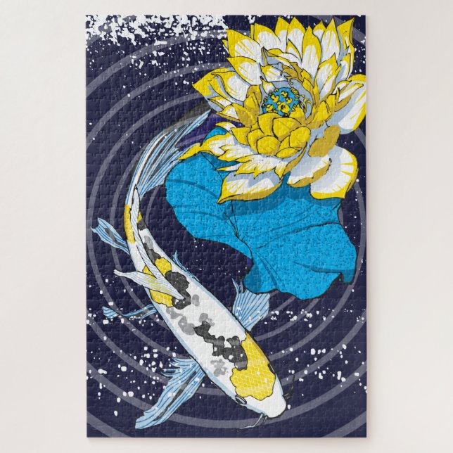 20x30 Koi und Lotus Puzzle für Colorblinde (Vertikal)