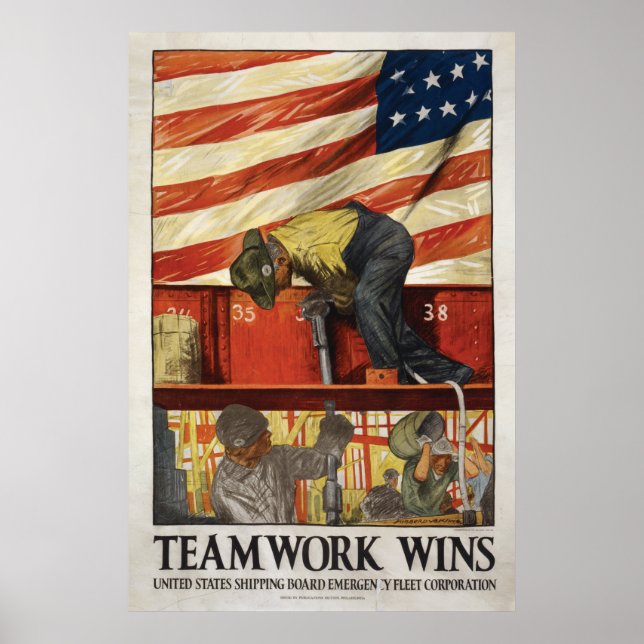 20x30 Le travail d'équipe gagne, affiche de motiva (Devant)