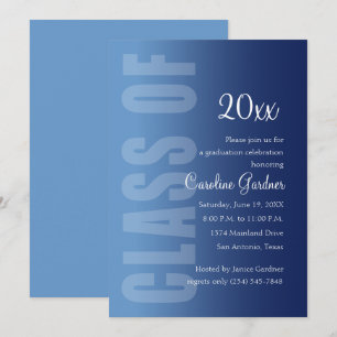 20XX Abschluss Jegliche Farbe mit Navy Fade Einladung