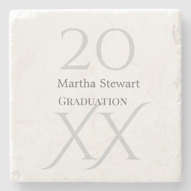 20XX bold le graduation name congrats school year  Steinuntersetzer (Vorderseite)