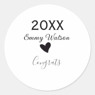 20XX bold letter congrats graduation name heart si Runder Aufkleber