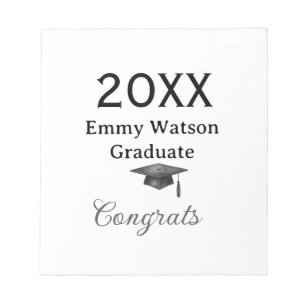 20XX Fettschrift Gratulation Abschluss Name Herz s Notizblock