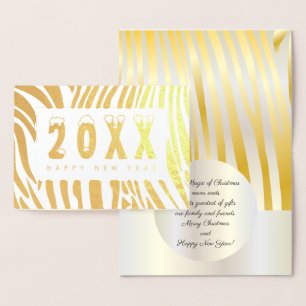 20XX Frohe Weihnachten & Glück Neues Jahr! XMAS Ze Folienkarte