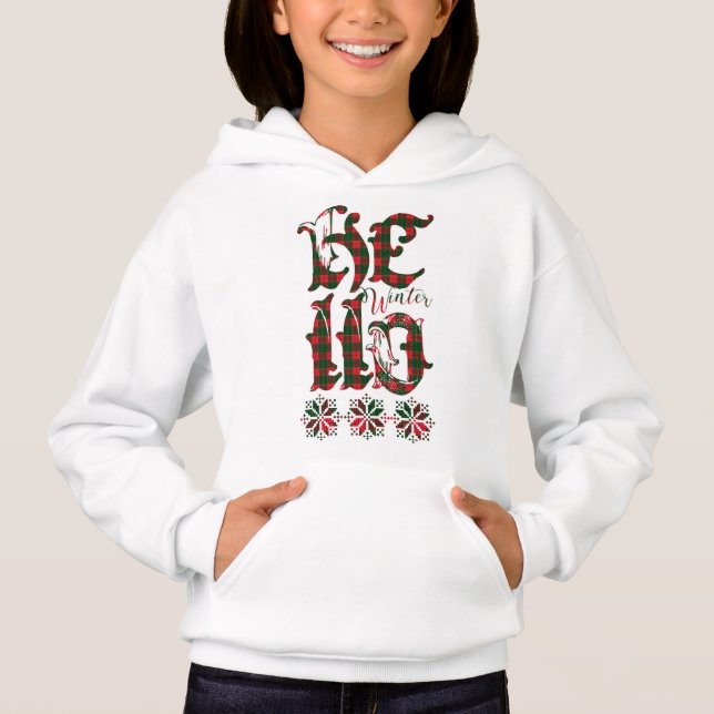 20XX Hallo Winterurlaub Schottland Muster Hoodie (Vorderseite)