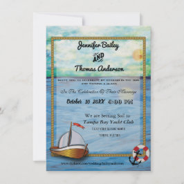 20XX Segelboot Aquarellfarben Einladung Hochzeit