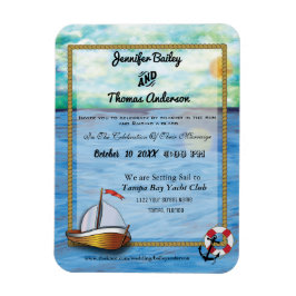 20XX Segelboot Aquarellfarben Einladung Hochzeit Magnet