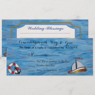 20XX Segelboot Wasserfarbe Hochzeitskarten Einladung