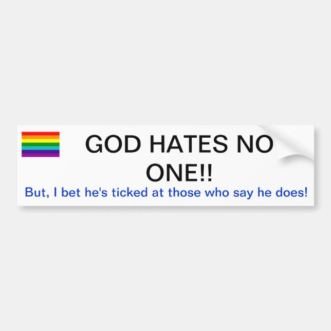 210px-Gay_flag_7_svg, GOTT HASST NIEMAND!! , Autoaufkleber (Vorne)