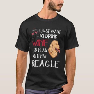 216 Wein trinken und mit meinem Beagle spielen T-Shirt