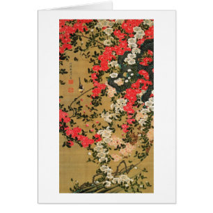 21. 薔 薇 小 図, 若 冲 Rose & Small Bird, Jakuchū