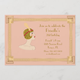 21.02.21.,Gatsby-Stil,rosa Pfirsich & Gold Einladung