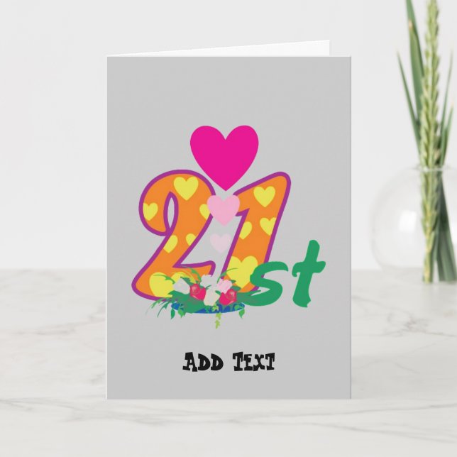 21., 21. heute personalisierter Geburtstag Karte (Vorderseite)