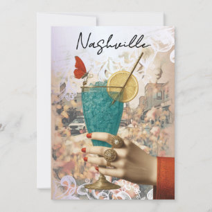 *~*  21 A101 Cocktail FOTO Nashville JUNGGESELLINN Einladung