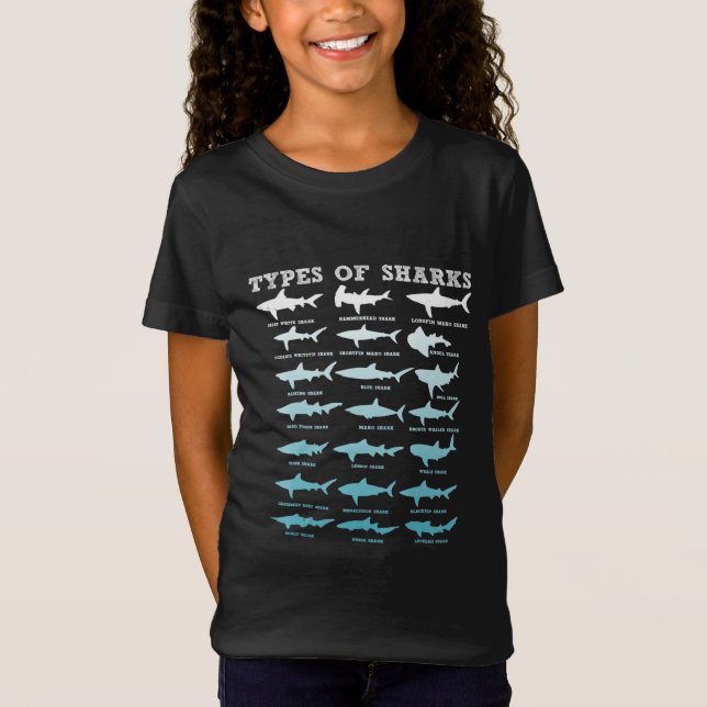 21 Arten von Haien Meeresbiologie T-Shirt (Vorderseite)