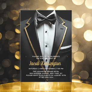 21. Black and Gold Tuxedo Geburtstagsveranstaltung Einladung