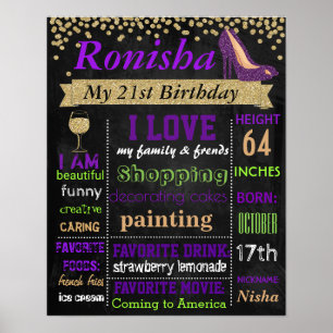 21. Confetti Geburtstagsparty - Tafel mit Tafel Poster