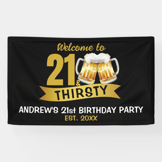 21 & DURSTIG-21. GEBURTSTAG  BANNER (Horizontal)