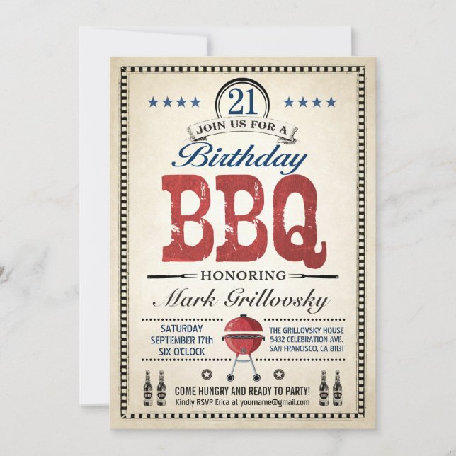 21. Einladungen zur GRILLEN zum Geburtstag (Vorderseite)