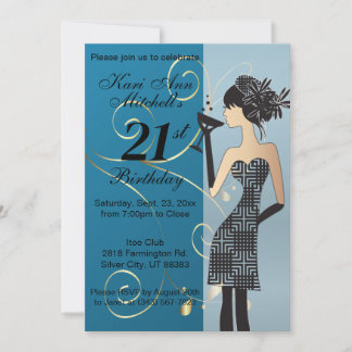 21. Erwachsene Geburtstagstorte - JUNGE Hintergrun Einladung