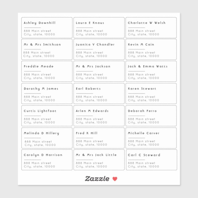 21 Etikett mit individuellem Namen und Anschrift (Blatt)