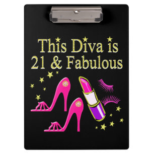 21 & FABULOUS PINK SHOE AND LIPSTICK DIVA DESIGN KLEMMBRETT