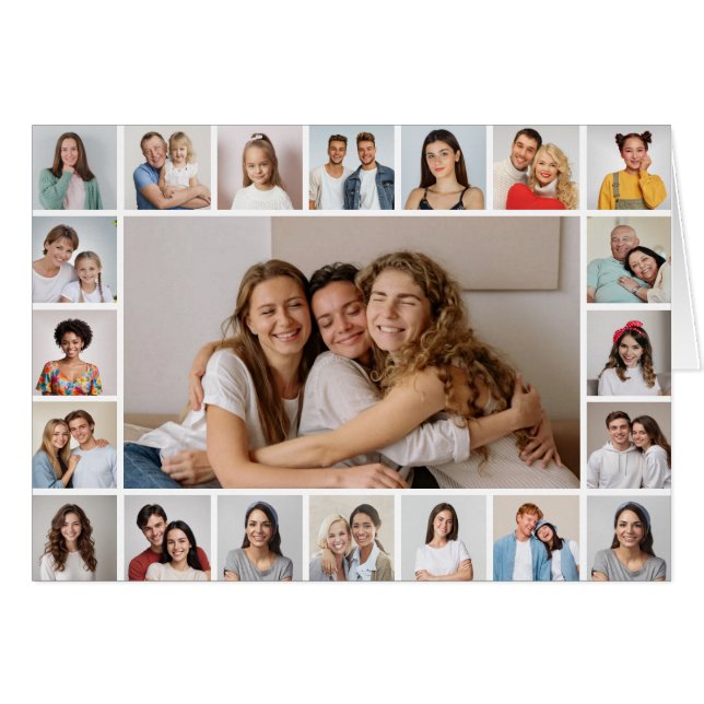 21 Foto Collage Editable Color Grußkarte (Vorderseite (Horizontal))