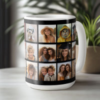 21 Foto Collage Grid - 2 Textfelder - Schwarz-weiß