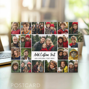 21-Foto-Collage-Raster mit 2 Textfeldern - Postkarte