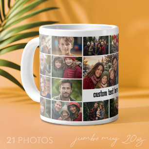 21-Foto-Collage-Raster mit Textfeld in der Mitte Jumbo-Tasse
