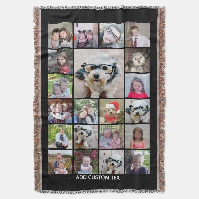 21 FotoCollage - Gitter mit Extratext - schwarz Decke (Vorderseite Vertikal)