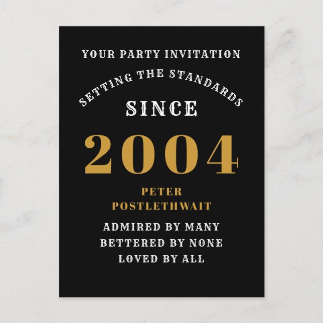 21. Geburtstag 2004 Schwarzes Gold Postkarte (Vorderseite)