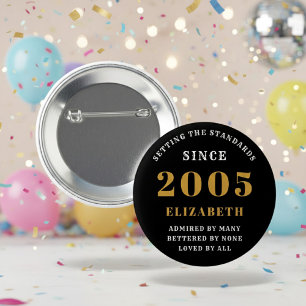 21. Geburtstag 2005 Elegant Chic Schwarz Gold Button