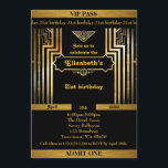 21. Geburtstag 21.,Gatsby-Stil,Ticket,schwarzes Go Einladung<br><div class="desc">21.,  21. Geburtstag,  Gatsby-Stil,  Ticket,  schwarz & gold,  Monogramm zurück,  editierbar-Elisabeth- /></div>